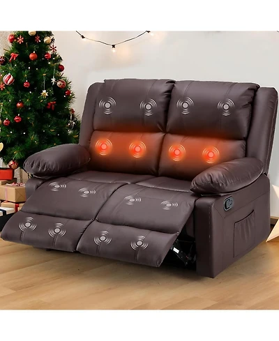 Aecojoy Loveseat Recliner with Heat&Massage Function, Rv Couch Wall-Hugger Reclining Sofa