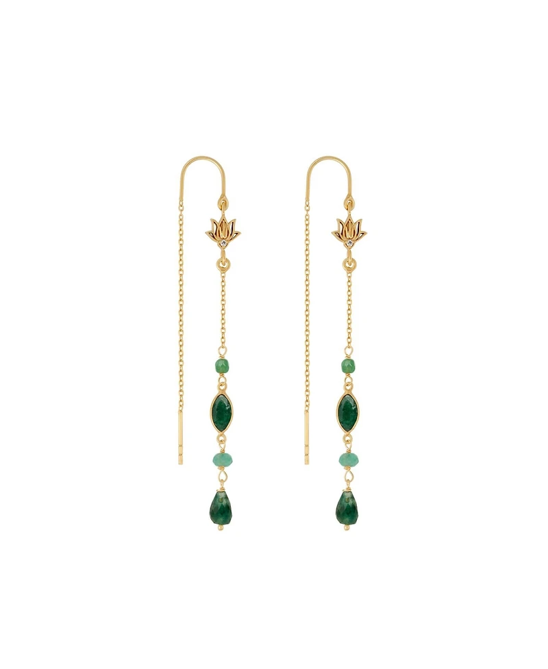 Karma and Luck Peaceful Perspective Lotus Jade Drop Earrings