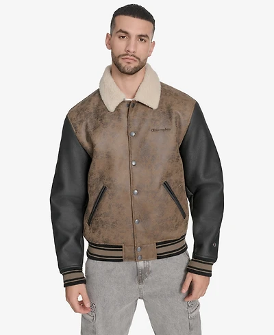 Champion Men's Faux Shearling Varsity Jacket