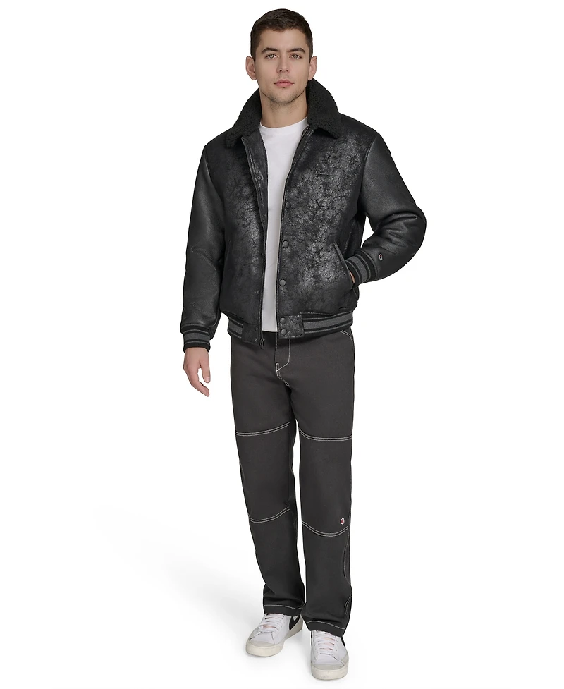 Champion Men's Faux Shearling Varsity Jacket