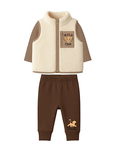Disney Baby Boys 3-Piece Lion King Vest, Top and Joggers Set
