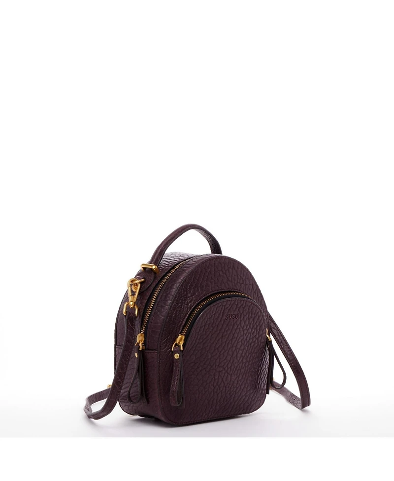 Small Leather Backpack Purse Convertible Crossbody Bag Womens Fashion Backpack for Travel and Everyday Handbag with Gold Hardware and Detachable Strap
