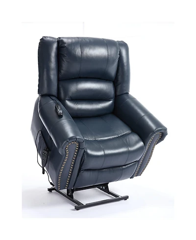 Power Lift Recliner Chair Heat Massage Dual Motor Infinite Position Up to 350 Lbs Faux Leather Heavy Duty Motion Mechanism with Usb Ports