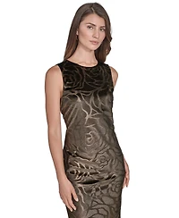 Halston Women's Sleeveless Embossed Velvet Sheath Dress