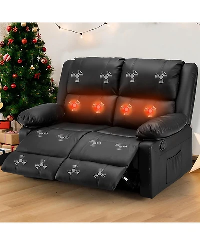 Aecojoy Loveseat Recliner with Heat&Massage Function, Rv Couch Wall-Hugger Reclining Sofa
