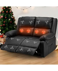 Aecojoy Loveseat Recliner with Heat&Massage Function, Rv Couch Wall-Hugger Reclining Sofa