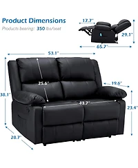 Aecojoy Loveseat Recliner with Heat&Massage Function, Rv Couch Wall-Hugger Reclining Sofa