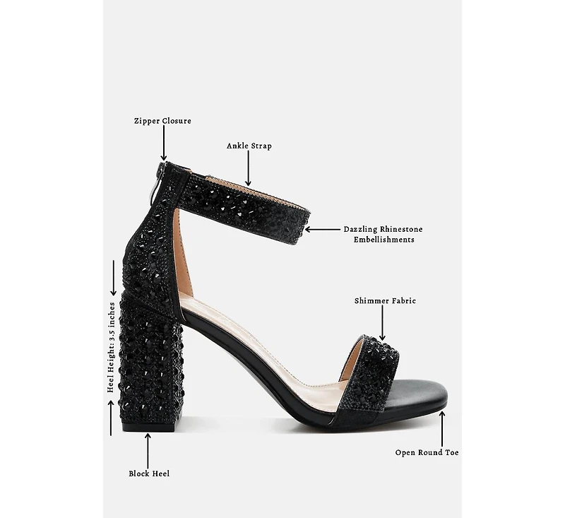 Cady Rhinestones And Sequins Block Sandals Women