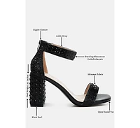 Cady Rhinestones And Sequins Block Sandals Women