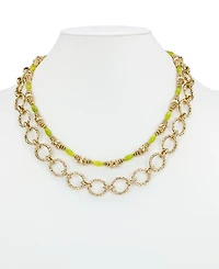 Patricia Nash Beaded Green and Antique Gold-Tone Modern Modular Necklace