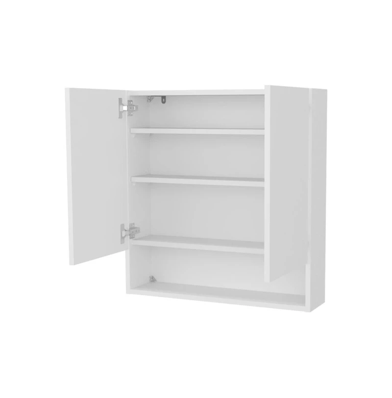 Fm Furniture Gaviota Wall-Mounted Medicine Cabinet, Two Doors, Three Interior Shelves, Modern Bathroom Storage Unit, White