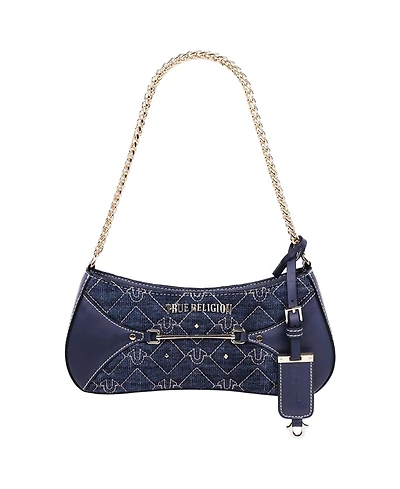 True Religion Studded Denim Chain Shoulder Bag