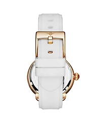 Stuhrling Elegant Women s 40mm Dress Watch – Model 4068, White Satin Leather Band, Rose-Tone Crystal Accents