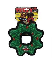 Tuffy Holiday Medium Gear Ring Wreath, Durable Plush Squeaky Dog Toy