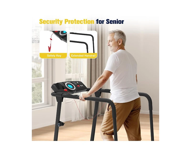 Redliro Walking Treadmill with Long Handrails 300lbs Capacity Recovery Fitness Exercise Machine for Seniors