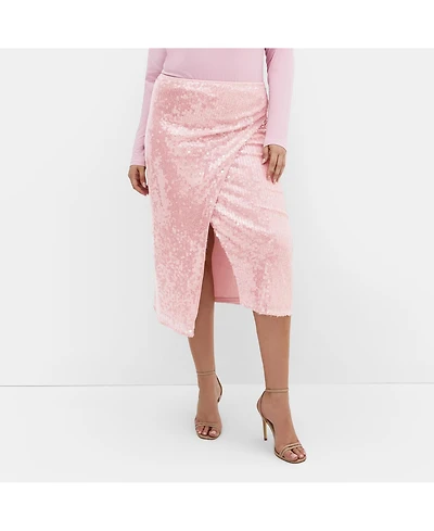 City Chic Women's Sequin Midi Skirt