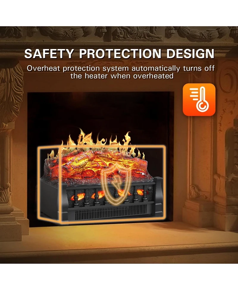 Cowsar 20" Freestanding Electric Fireplace Insert Log Set,Fireplace Insert Heater with 5 Flame Speeds and Brightness,Overheat Protection,750W/150