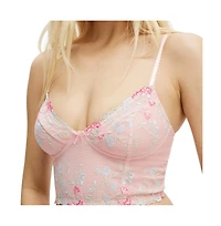 Cotton On Women's Margot Embroidered Mesh Longline Bralette