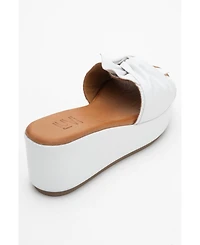 Forever & Always Shoes Syndra Bow Wedge Leather Sandal (Women)