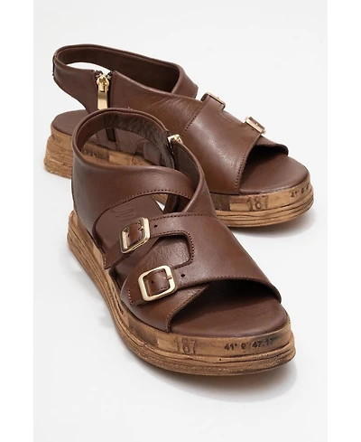 Forever & Always Shoes Levine Leather Buckled Side-Zip Sandal (Women)