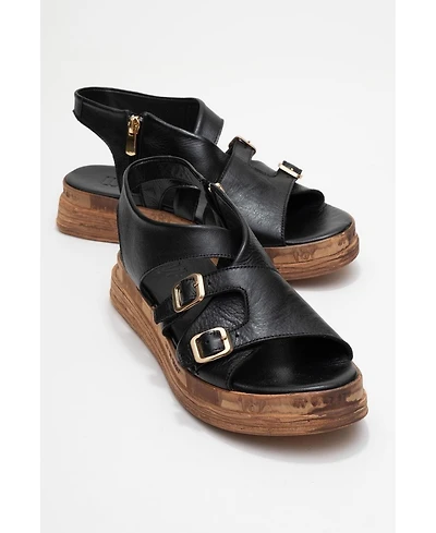 Forever & Always Shoes Levine Leather Buckled Side-Zip Sandal (Women)