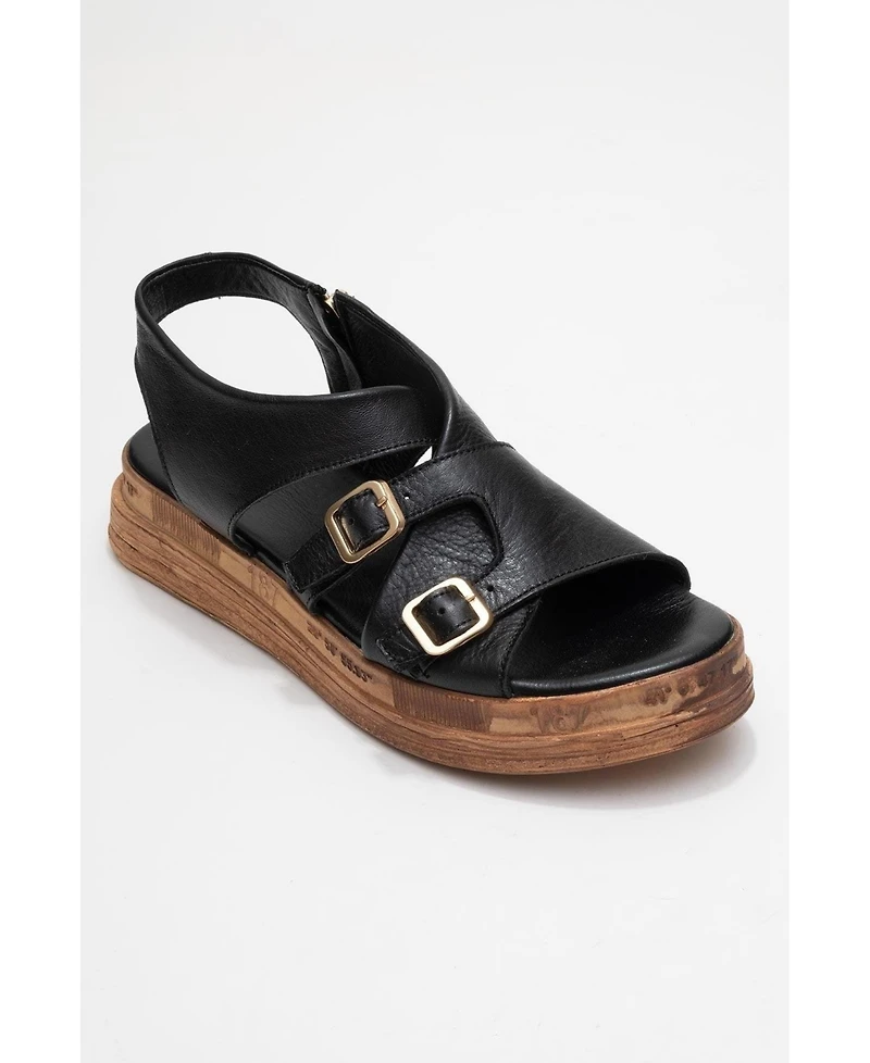 Forever & Always Shoes Levine Leather Buckled Side-Zip Sandal (Women)
