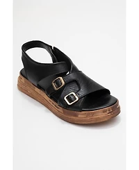 Forever & Always Shoes Levine Leather Buckled Side-Zip Sandal (Women)
