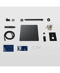 Rainsken Male Npt Matte Black Shower System, Shower Faucet Set for Bathroom Shower Fixtures with 12 Inch Rain Shower Head and Handheld
