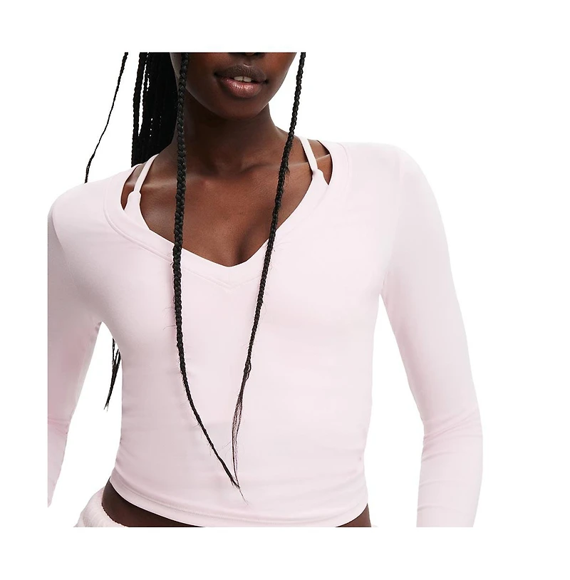 Cotton On Women's Active Ultra Soft Plunge Front Long Sleeve