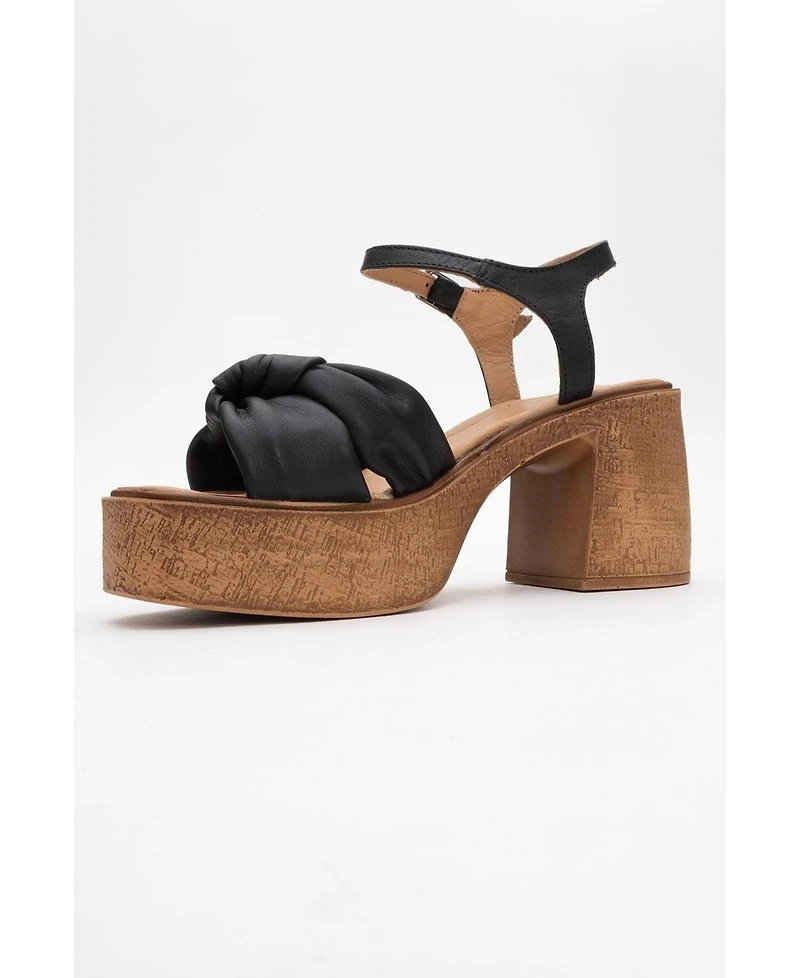 Forever & Always Shoes Tily Platform Wedge Leather Sandal (Women)