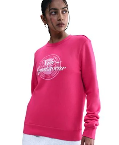 Nike Womens Sportswear Club Fleece Graphic Crewneck Sweatshirt