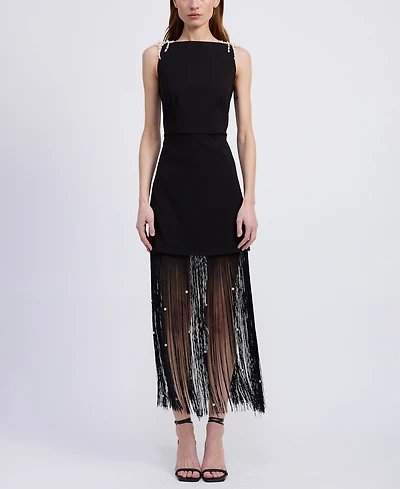 En Saison Women's Leah Fringe Detail Dress