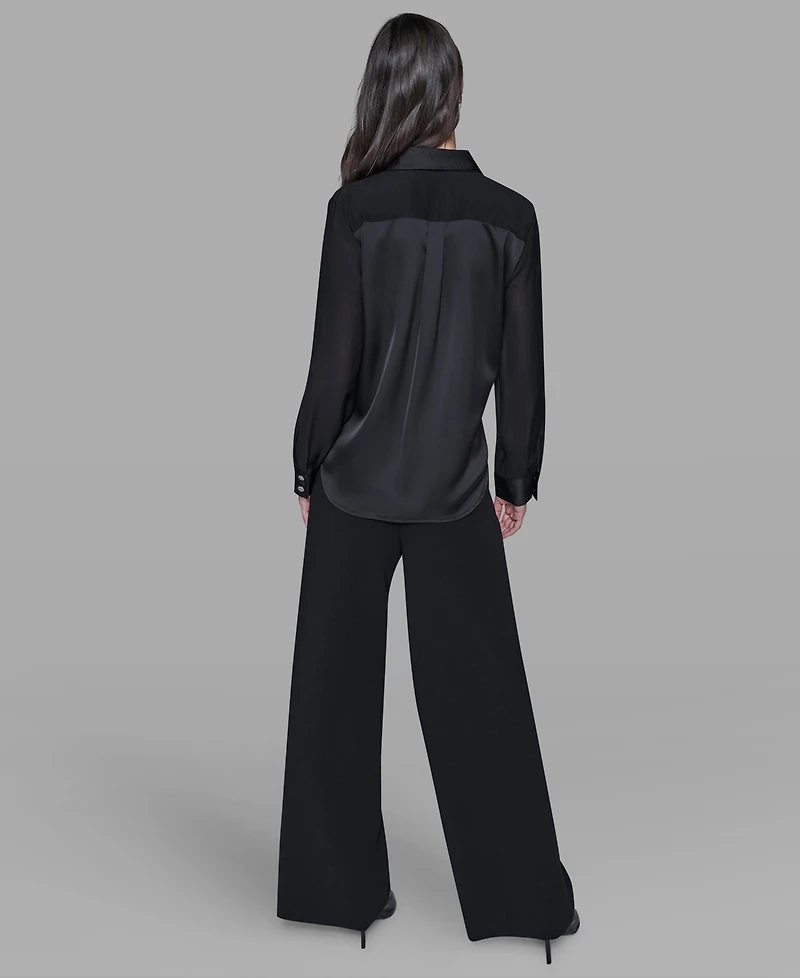 Karl Lagerfeld Paris Women's Collar Sequin Detail Top