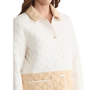Jones New York Petite Collar Colorblock Quilted Jacket