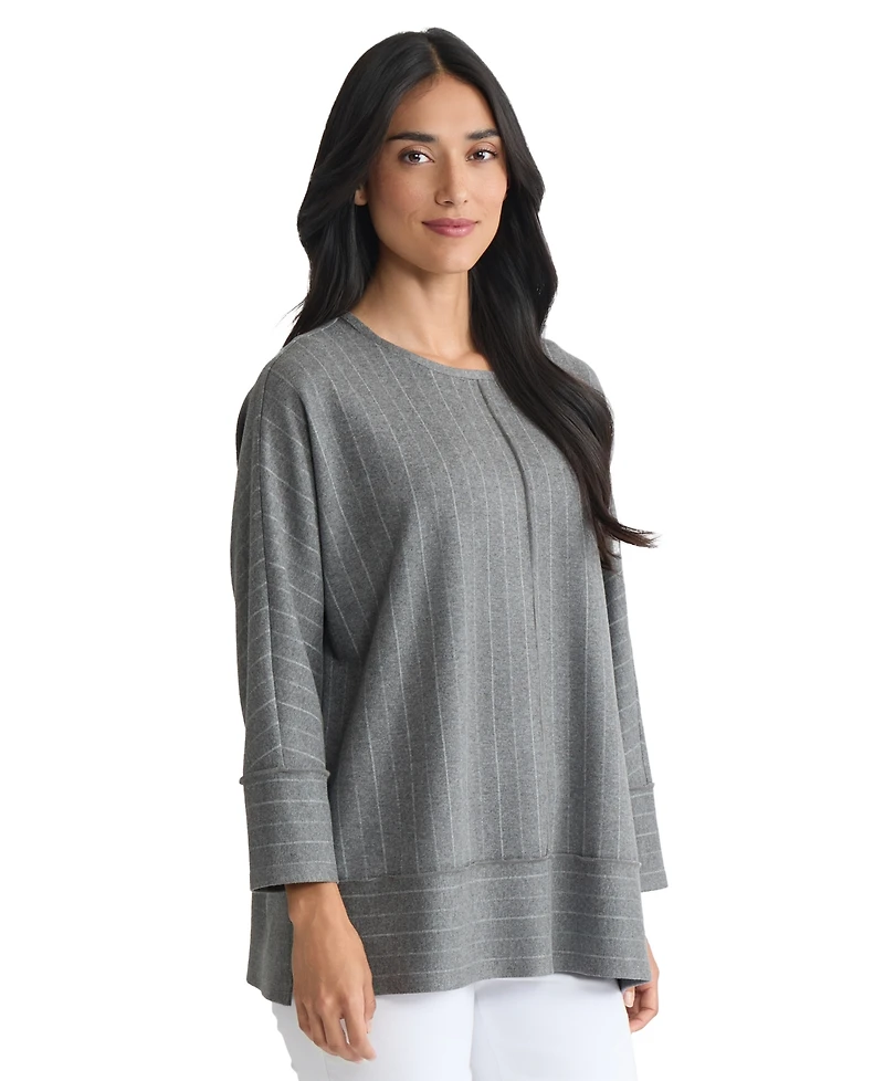 Jones New York Petite Long Sleeve Crew Neck Top