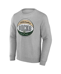 Fanatics Men's Gray Milwaukee Bucks True Classics Hard Color Fleece Pullover Sweatshirt