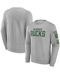 Fanatics Men's Gray Milwaukee Bucks Fleece Pullover Sweatshirt