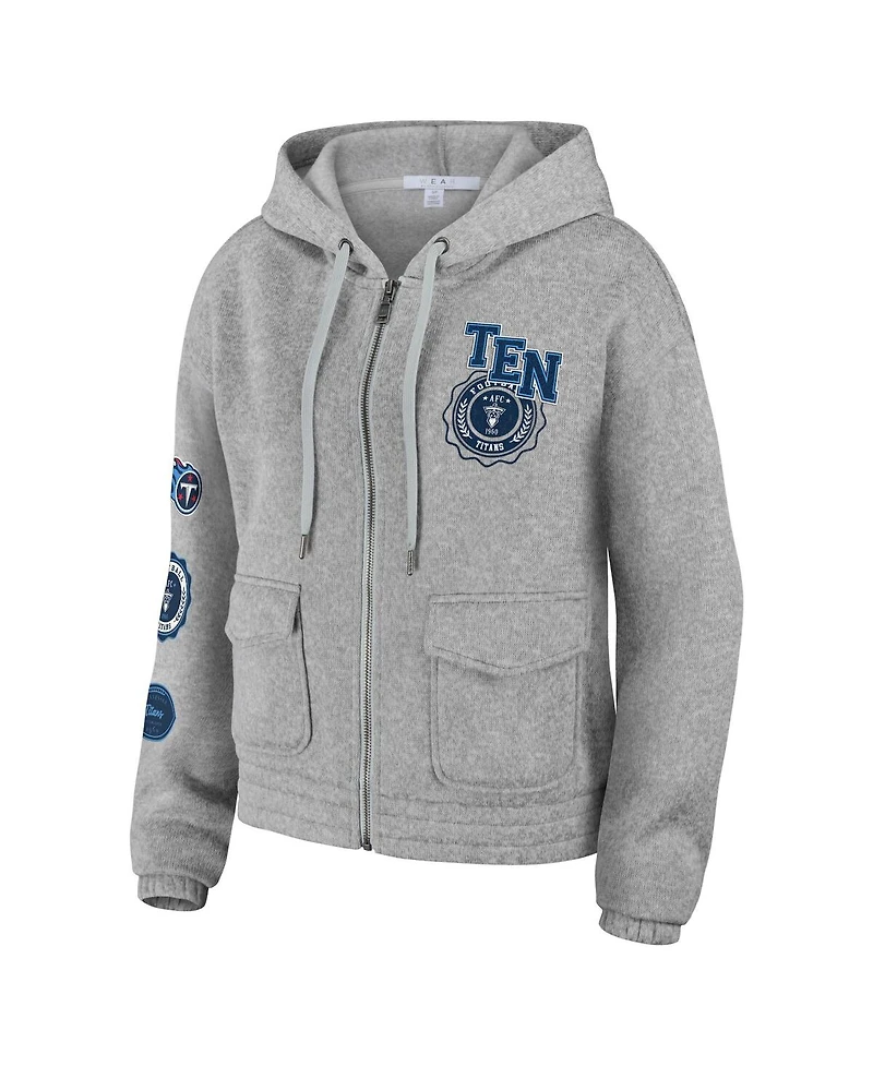 Wear by Erin Andrews Women's Heather Gray Tennessee Titans Full-Zip Hoodie