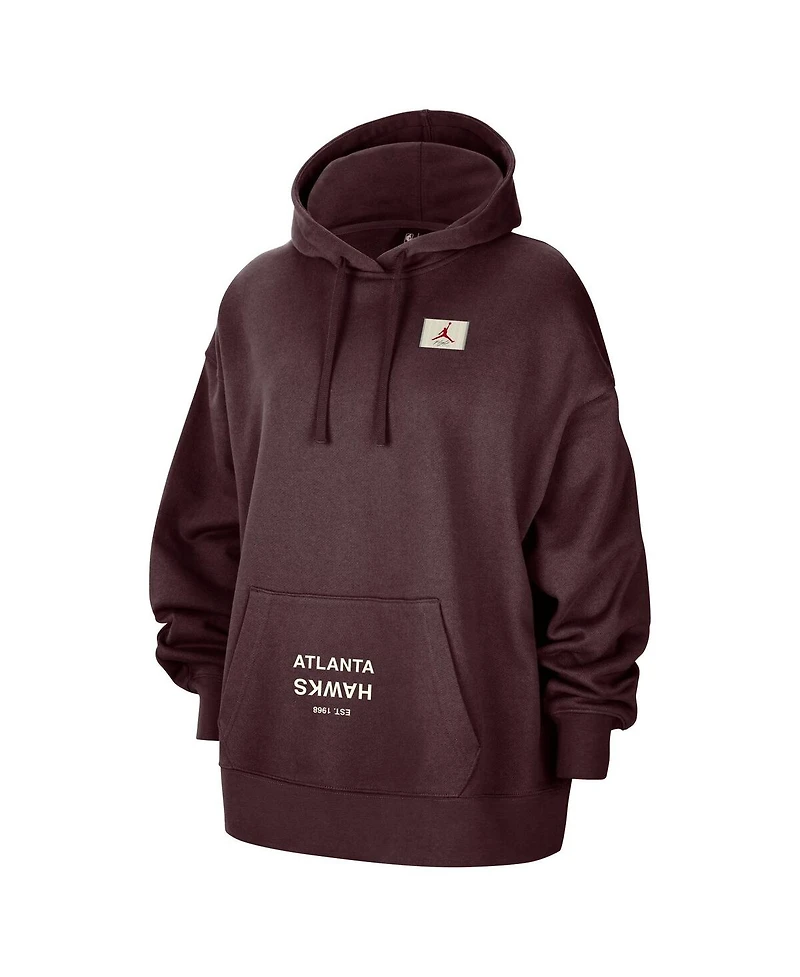 Jordan Women's Burgundy Atlanta Hawks Courtside Statement Edition Oversize Pullover Hoodie