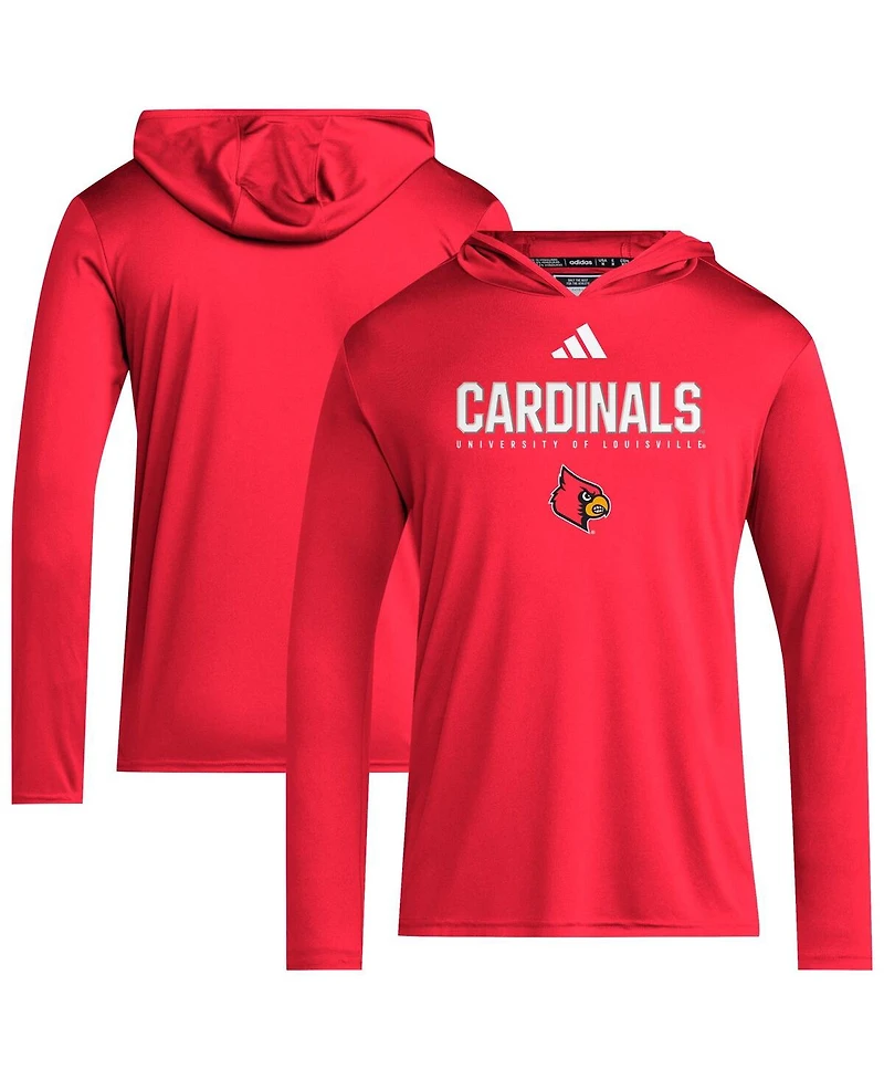 Adidas Men's Red Louisville Cardinals 2025 Aeroready Sideline Training Long Sleeve Hooded T-Shirt