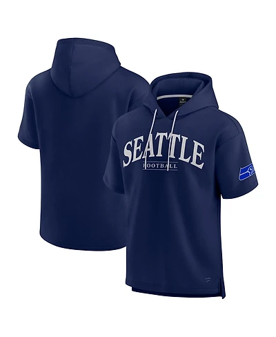 Fanatics Men's and Women's College Navy Seattle Seahawks Elements Ready Short Sleeve Pullover Hoodie