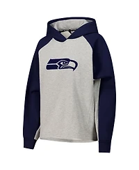 Dkny Women's Gray/College Navy Seattle Seahawks Joy Cropped Raglan Pullover Hoodie