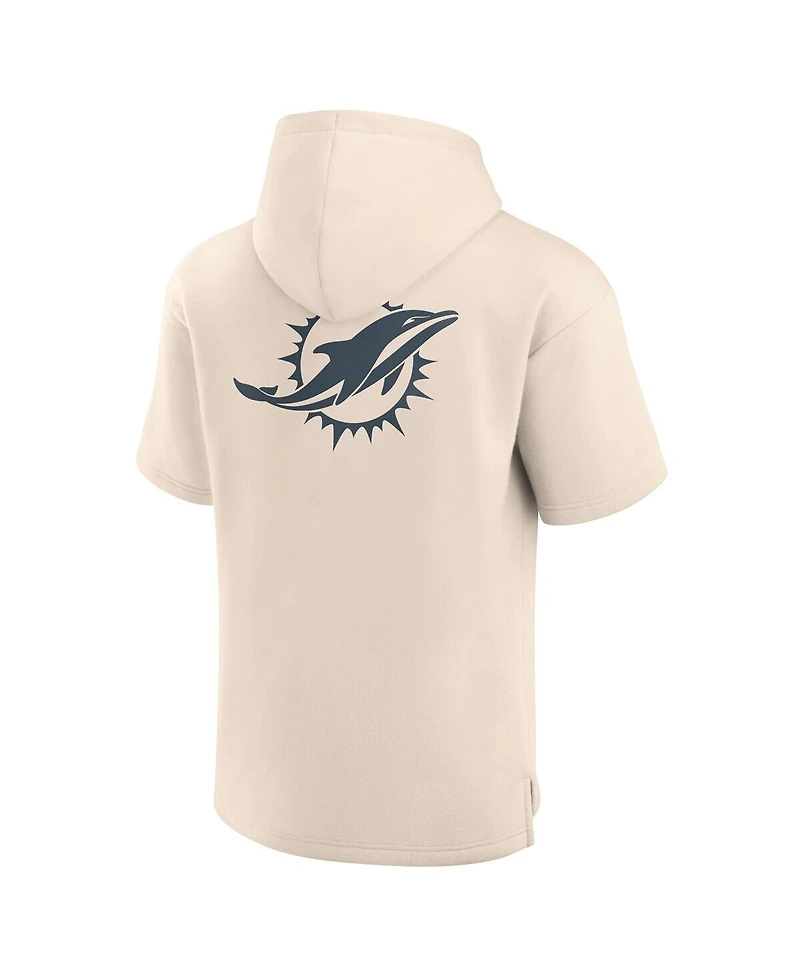 Fanatics Men's Cream Miami Dolphins Elements Future Ground Lettering Short Sleeve Pullover Hoodie