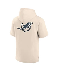 Fanatics Men's Cream Miami Dolphins Elements Future Ground Lettering Short Sleeve Pullover Hoodie