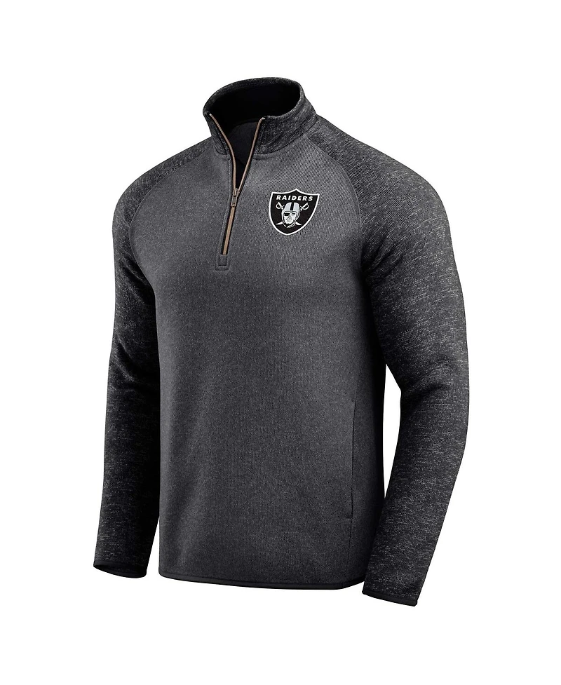 Darius Rucker Collection by Fanatics Men's Black Las Vegas Raiders Tonal Quarter-Zip Jacket