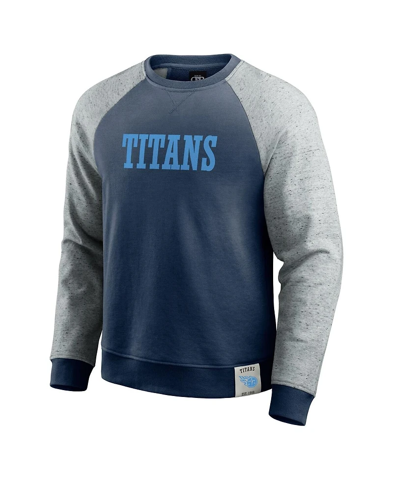 Darius Rucker Collection by Fanatics Men's Navy/Heather Gray Tennessee Titans Colorblock Pullover Sweatshirt