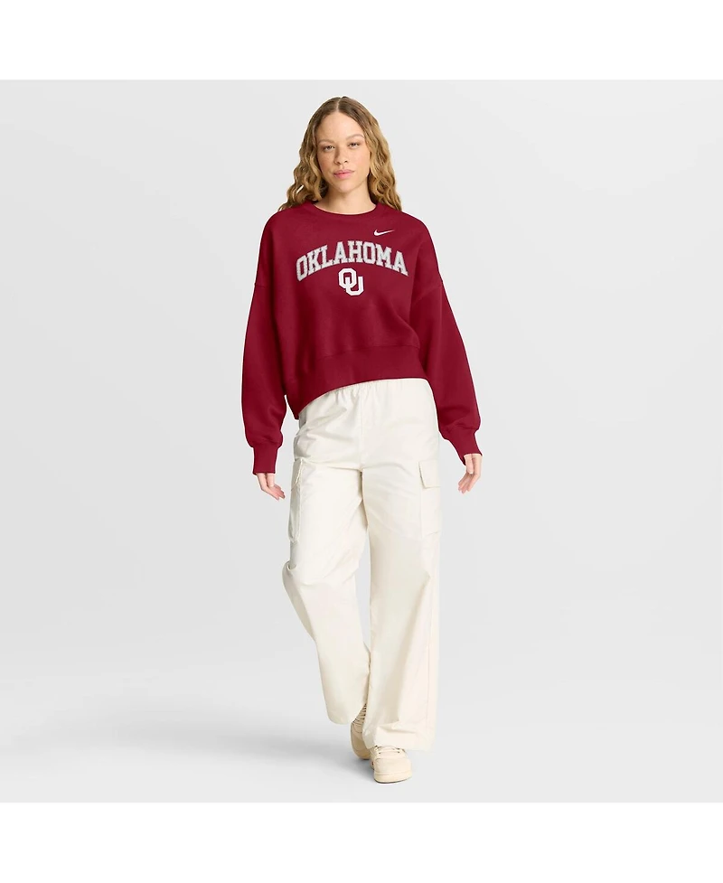 Nike Women's Crimson Oklahoma Sooners Oversized Phoenix Arch Pullover Sweatshirt