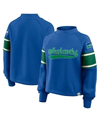 Fanatics Women's Royal Seattle Seahawks Oversized Hometown Toss Sweep Mock Neck Pullover Hoodie