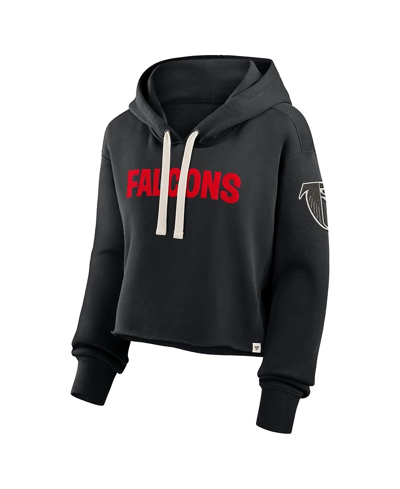Fanatics Women's Black Atlanta Falcons Oversized Hometown Heritage Cropped Hoodie