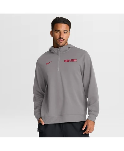 Nike Men's Gray Ohio State Buckeyes 2025 Coaches Premium Dri-fit Quarter-Zip Hoodie